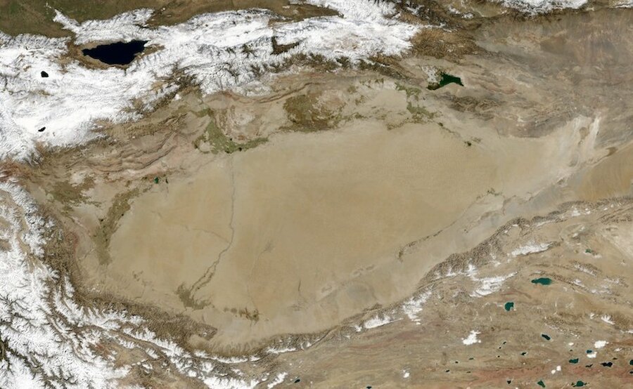 The Taklamakan Desert in China - a comparable present day environment.