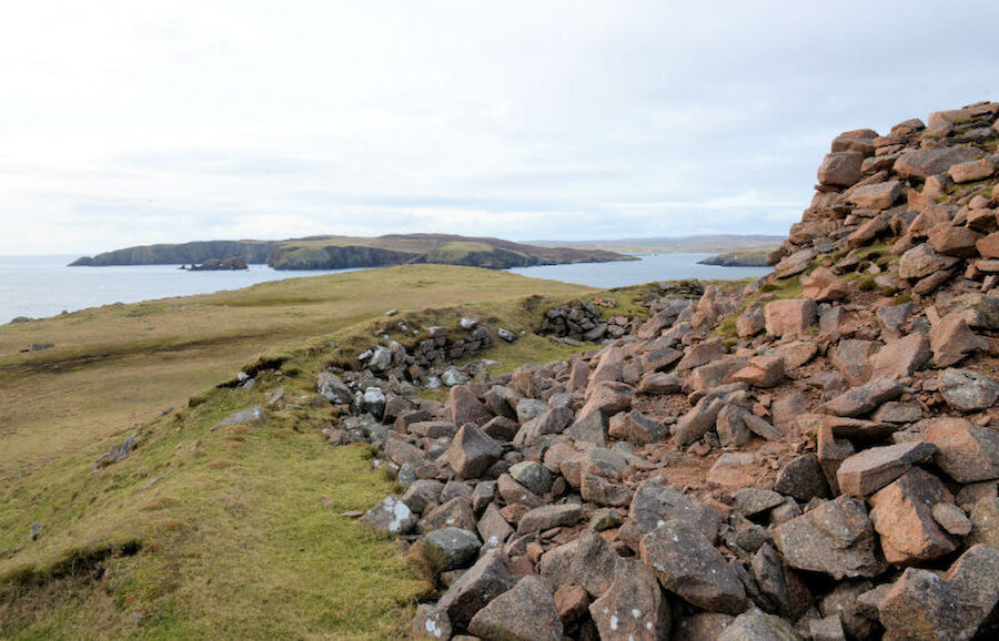 Looking towards the island of Vaila from Culswick Broch (Courtesy Alastair Hamilton)