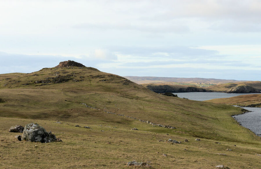 The Broch of Culswick stands on an easily defended site (Courtesy Alastair Hamilton)