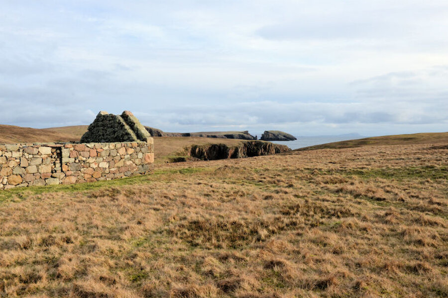 A house at Sotersta. It's possible that stones from the Broch of Culswick were used in its construction (Courtesy Alastair Hamilton)