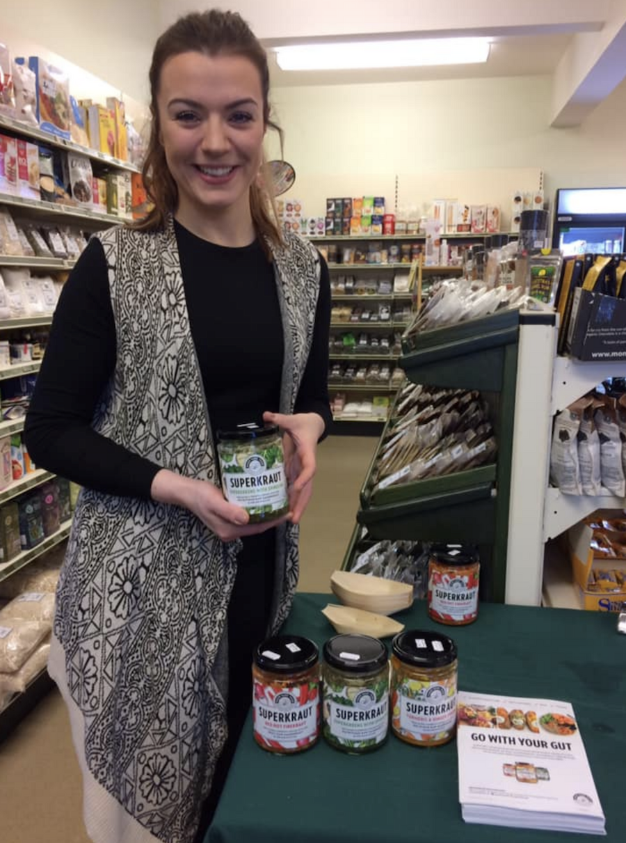 Evonne at a tasting event in Scoop Wholefoods (image courtesy Scoop Wholefoods).