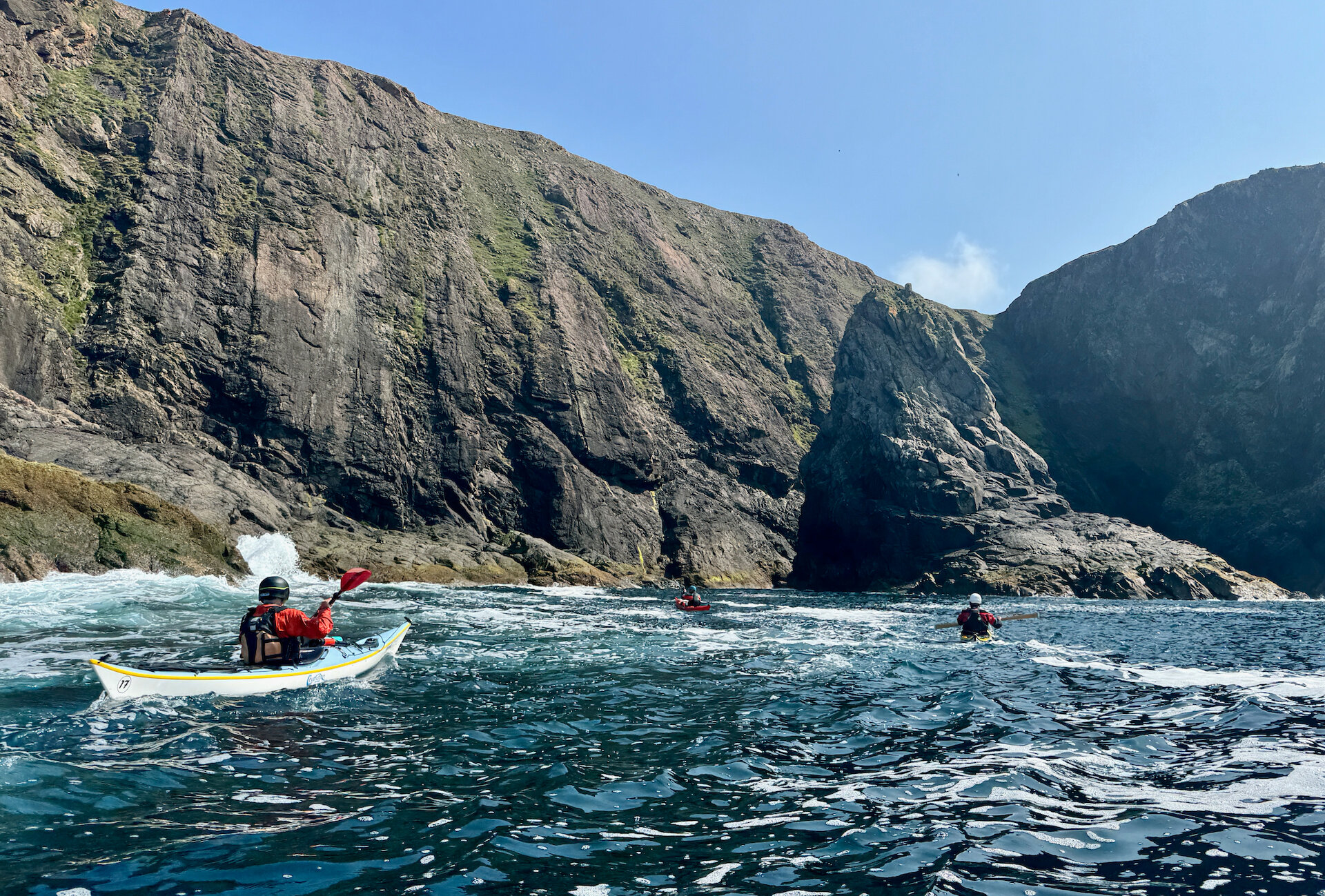 Fitful Head in the southwestern tip of Shetland Mainland is a challenging but rewarding sea kayaking location.