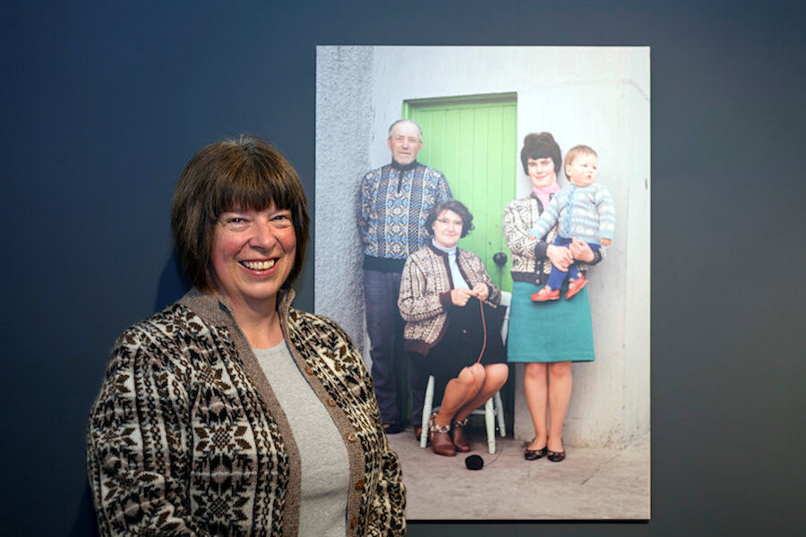 Hazel Sutherland beside three generations of her family from Whalsay. | Alexa Fitzgibbon
