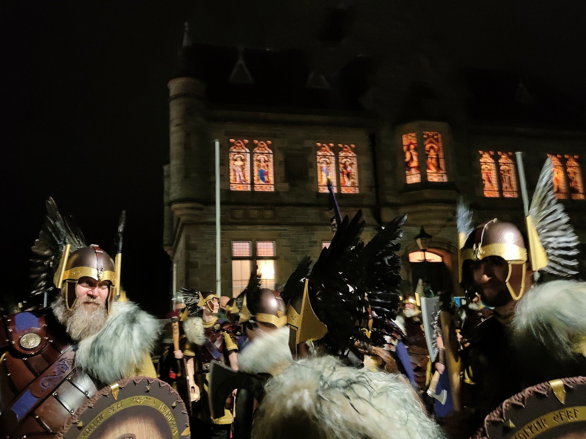 The Jarl's Squad emerges from Lerwick Town Hall