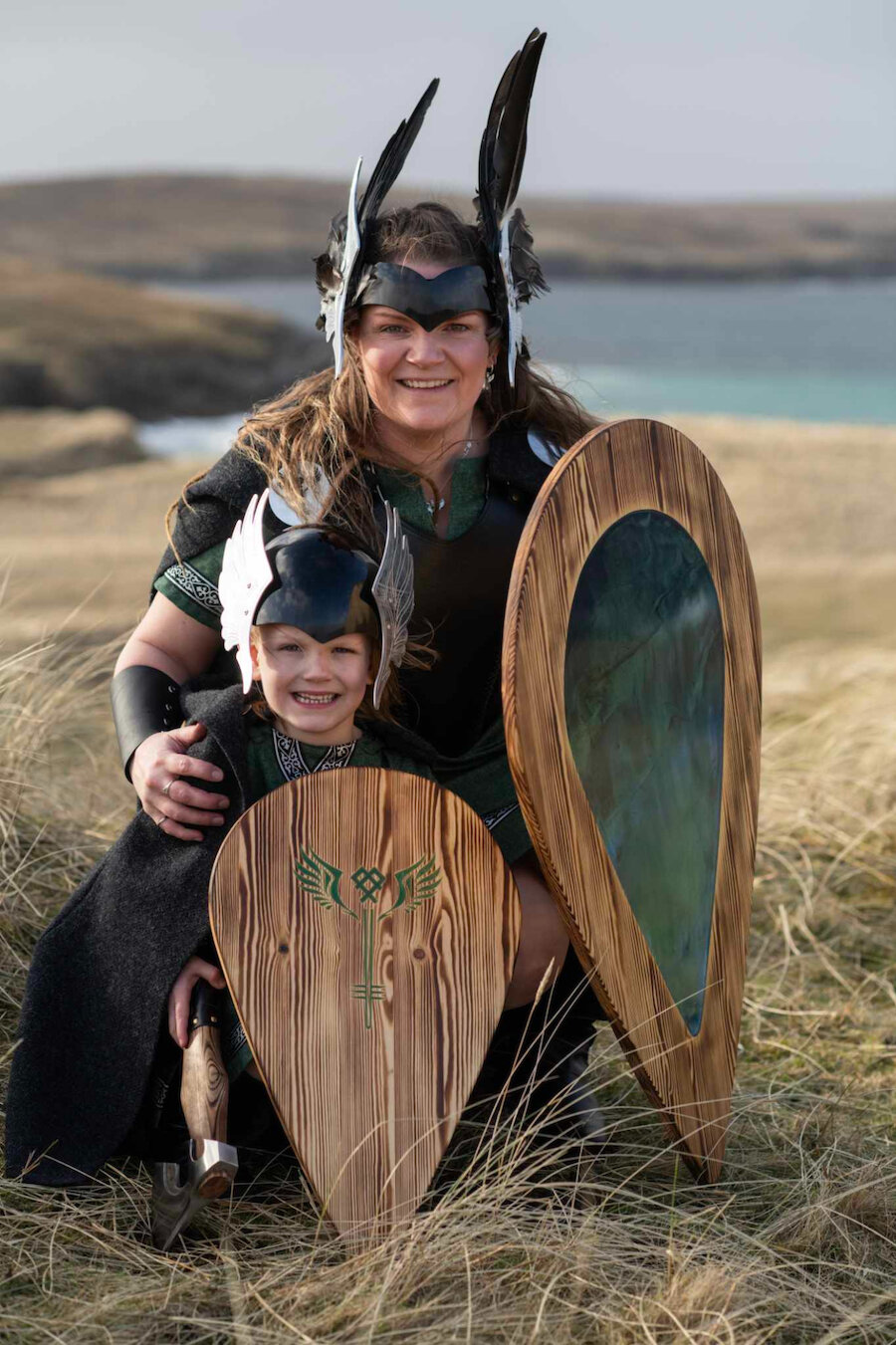 Cullivoe Up Helly Aa Guizer Jarl Alice Jamieson and her son Henry.