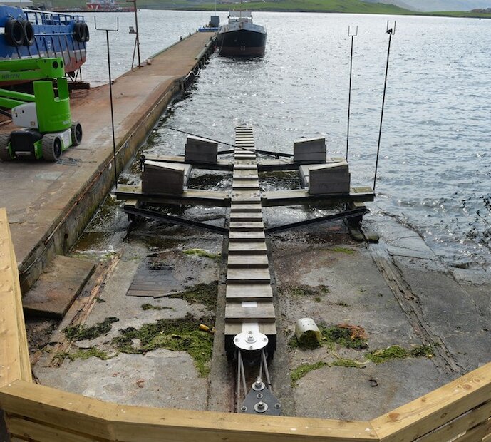 The restored slipway is one of several sites in Scalloway connected with the Shetland Bus. | Alastair Hamilton