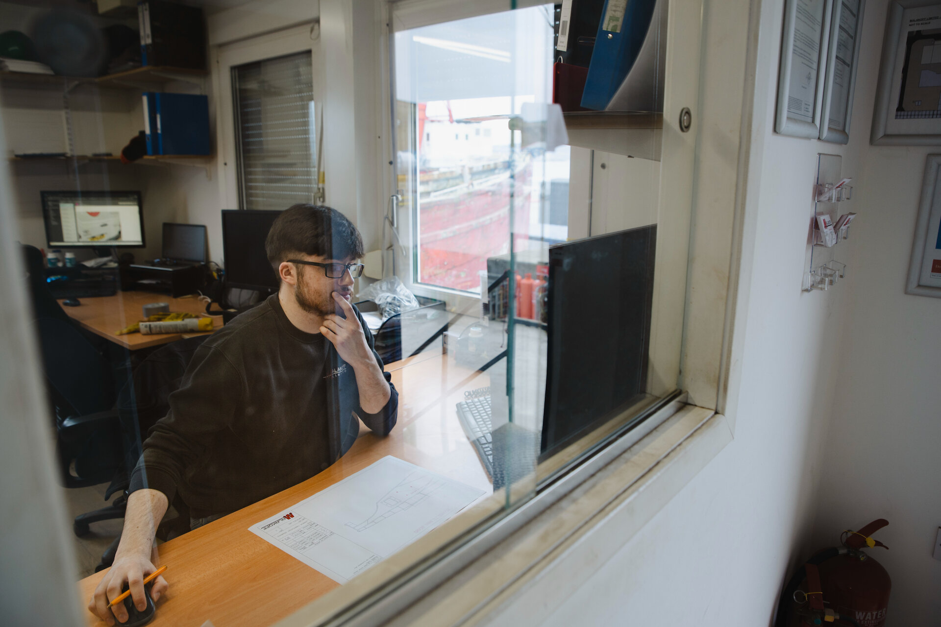 Ewan Hutcheson working at Malakoff Ltd in Lerwick.