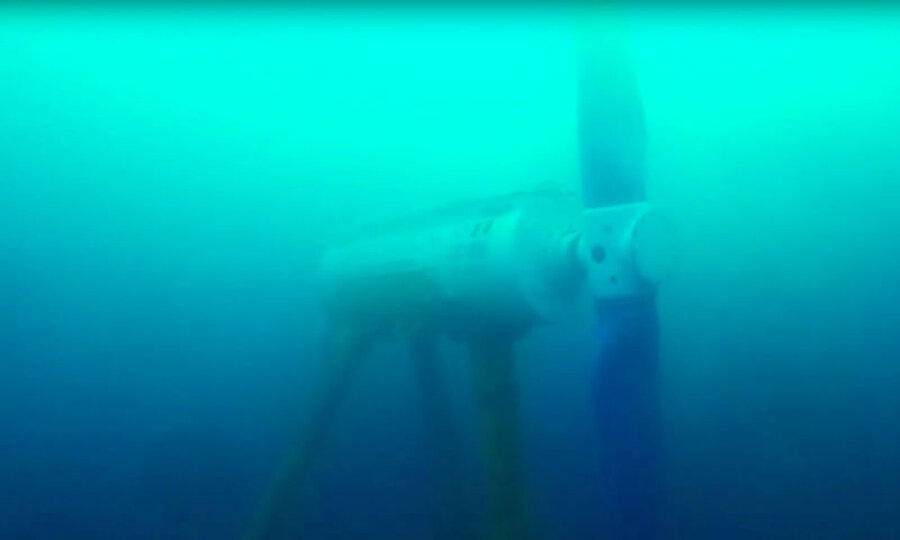 The turbine installed in Bluemull Sound (Courtesy Nova Innovation)