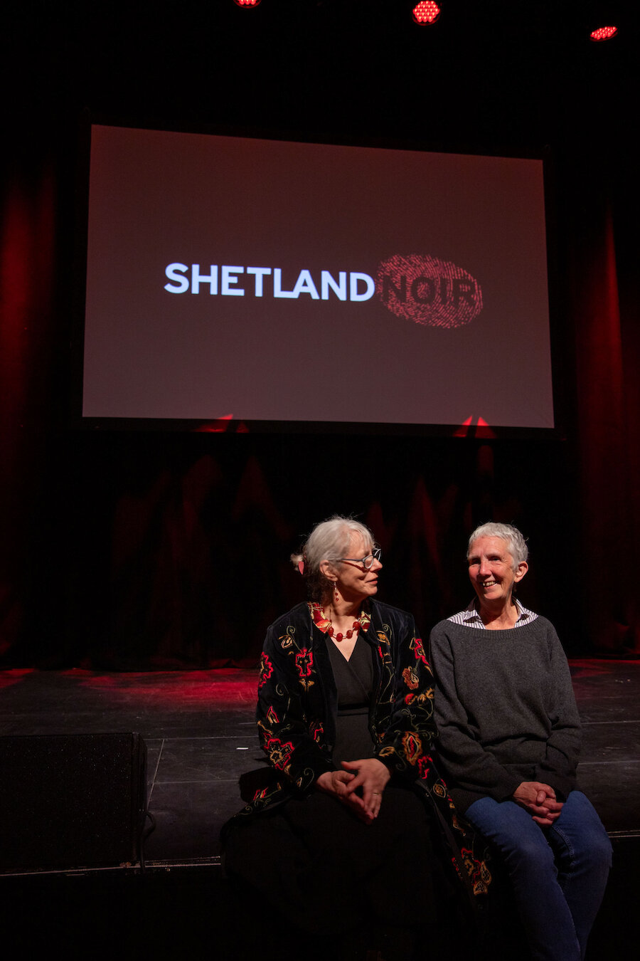 Ann Cleeves with fellow crime writer and Shetland Noir coordinator Marsali Taylor.