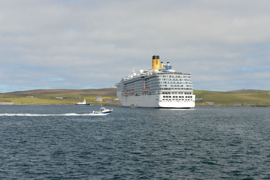 The liners towering over other shipping in Lerwick's harbour this year include the Costa Mediterrannea (Courtesy Alastair Hamilton)