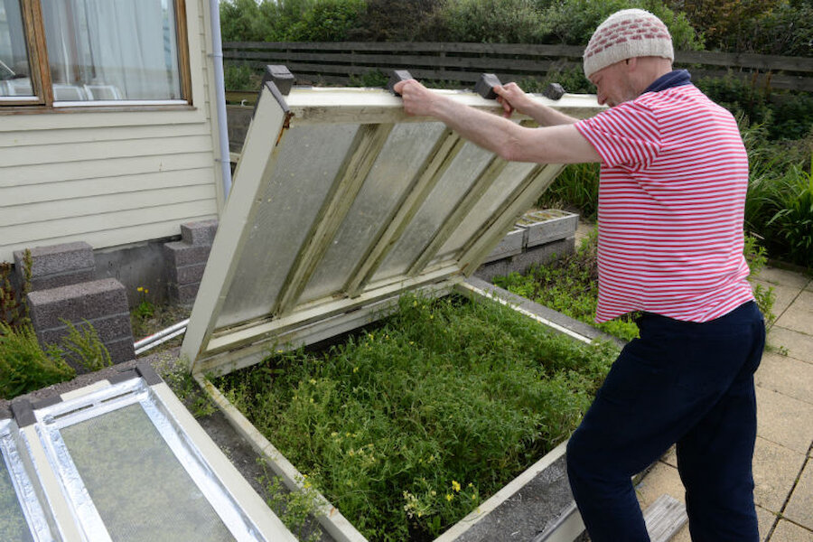 Michael Rea with one of the very productive cold frames (Courtesy Alastair Hamilton)