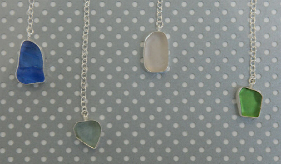 Beautiful pendants created by Esme Wilcock feature beach glass (Courtesy Alastair Hamilton)