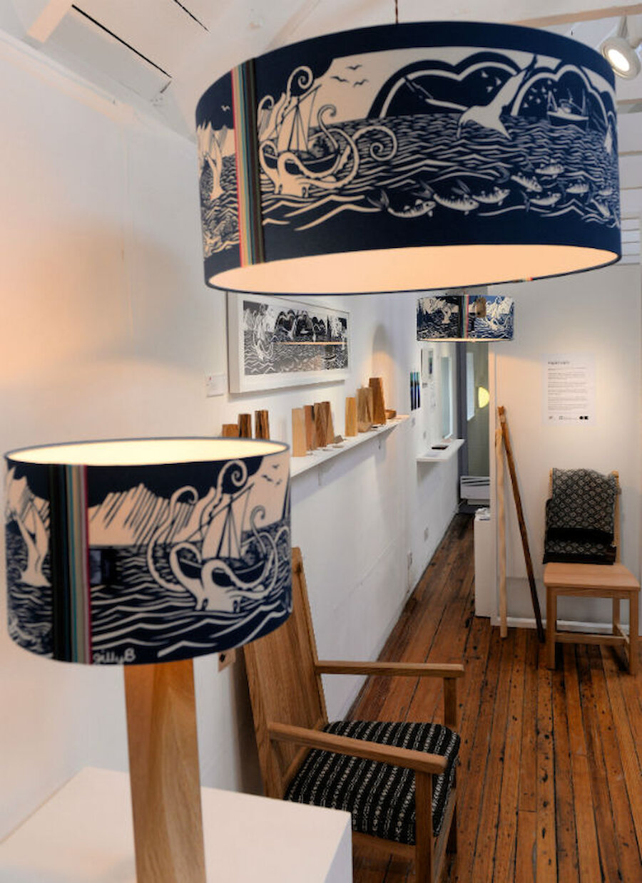 Two of Gillian's striking lampshades (Courtesy Alastair Hamilton)