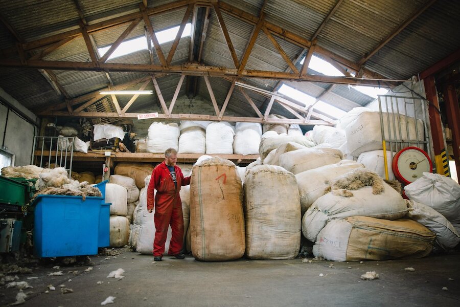 Shetland fleeces stored and ready for export to the mainland.