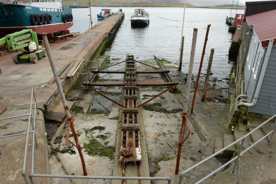 The slipway that was constructed to serve the Shetland Bus boats (Courtesy Alastair Hamilton)