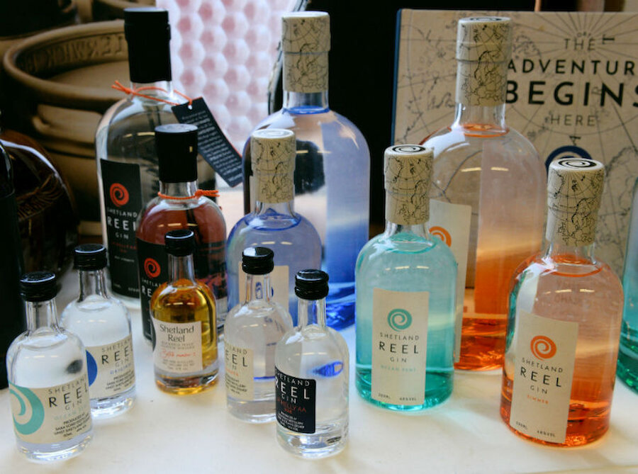 Gin bottles have become a new art form and these, from Shetland Reel Gin, are no exception (Courtesy Alastair Hamilton)