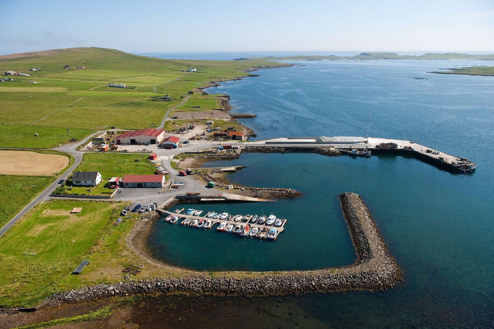 Baltasound is a large and well-serviced harbour sheltered by the isle of Balta at the mouth of the sound