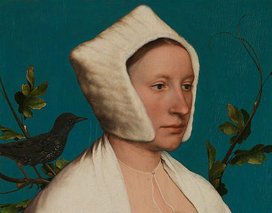 Hans Holbein, A lady with a squirrel and a starling (detail) (Courtesy National Gallery, London)