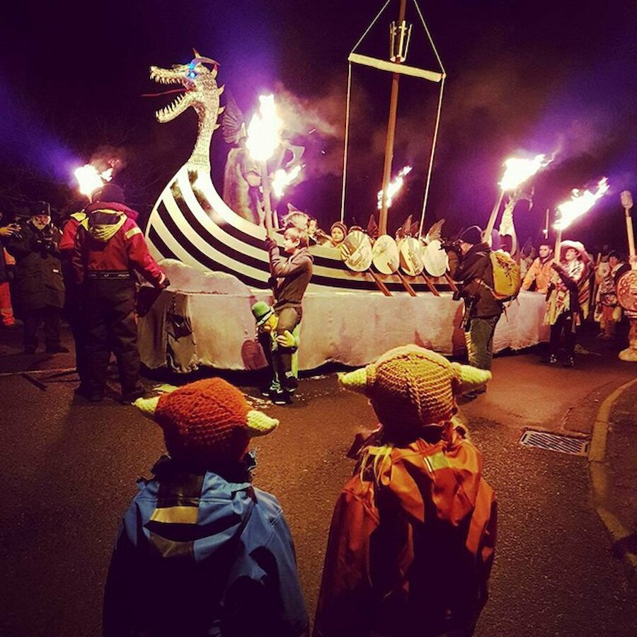 Children watch the Up Helly Aa evening procession (Courtesy Kirsti Moncreiff)