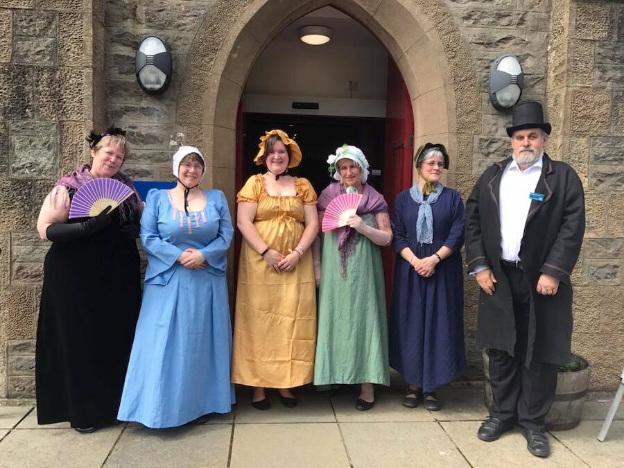 In July, library staff marked the 200th anniversary of Jane Austen's death by adopting 19th century costume (Courtesy Shetland Library)