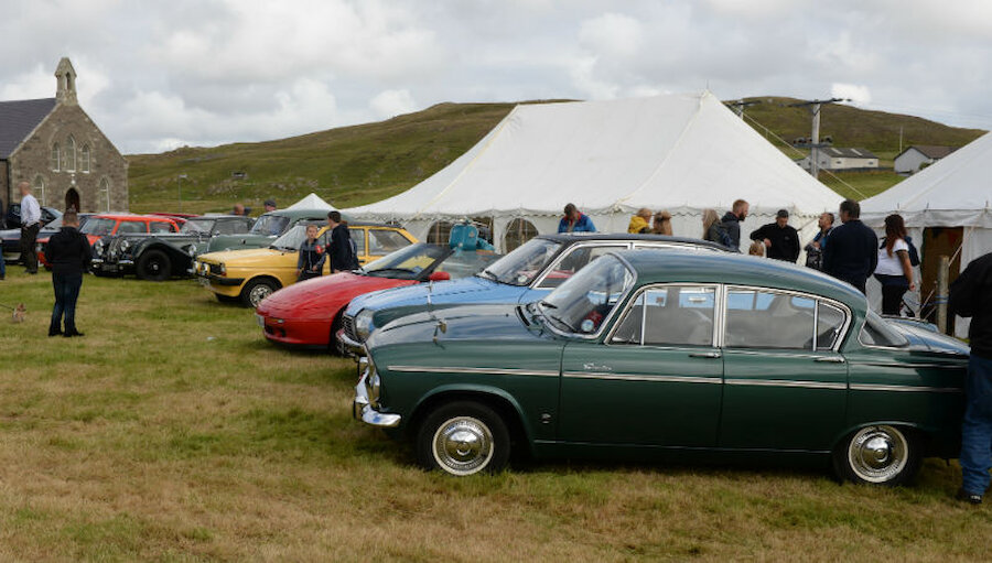 The classic cars proved popular conversation-pieces (Courtesy Alastair Hamilton)