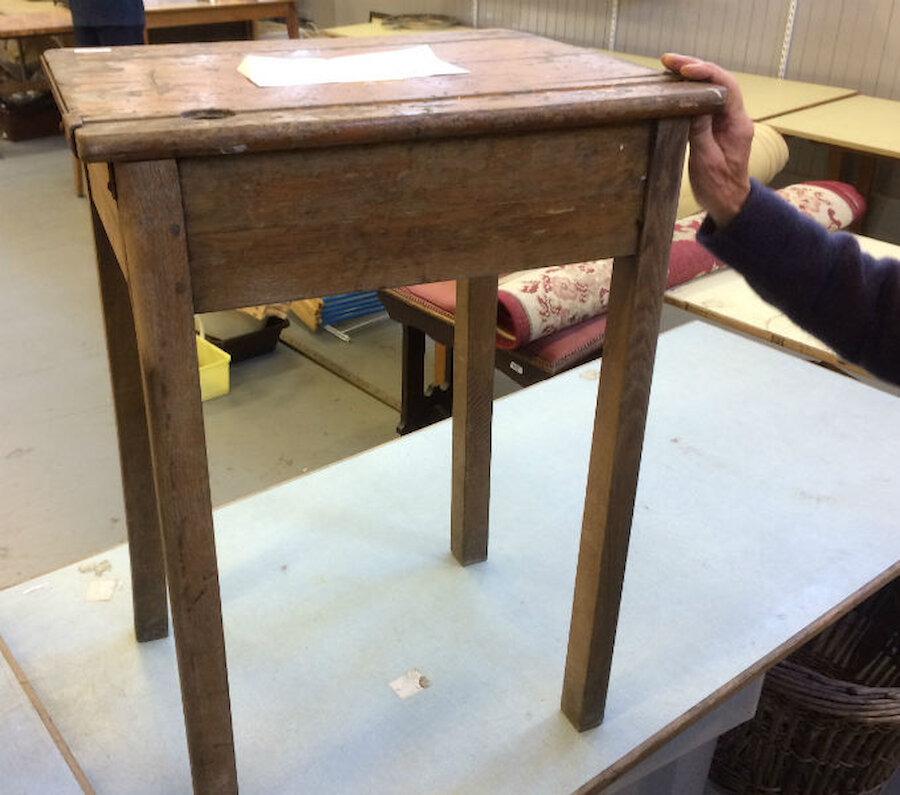 The power of nostalgia: this school desk had obviously seen better days, but brisk bidding took it to £60 (Courtesy Alastair Hamilton)