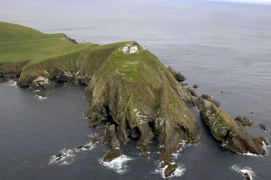 An aerial view of Sumburgh Head, a favourite place to look for whales (Courtesy Promote Shetland)