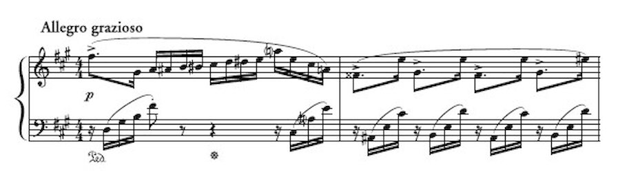 The opening notes of the score of Grieg's 'Butterfly'.