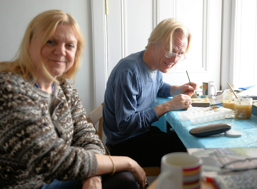 Artists-in-residence Carla Meijsen and Jan van Alphen, pictured in their studio at Sumburgh Lighthouse (Courtesy Alastair Hamilton)