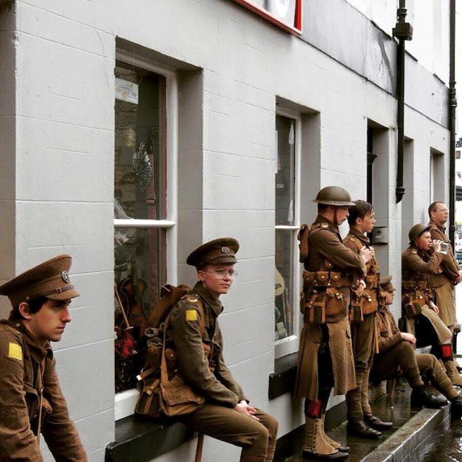 Soldiers gather at the Market Cross, Lerwick (Courtesy Lisa Ward)