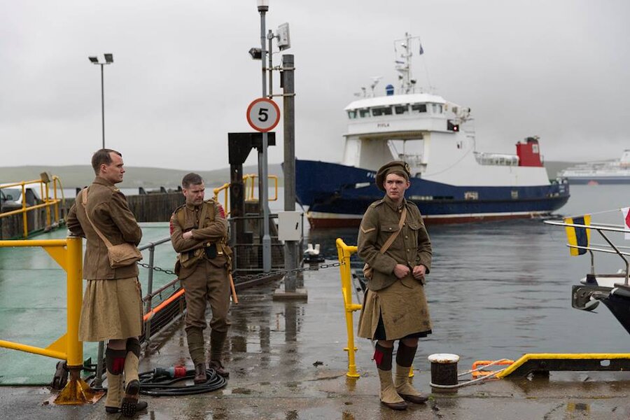 The soldiers gather at the Bressay ferry terminal (courtesy Paul Riddell)