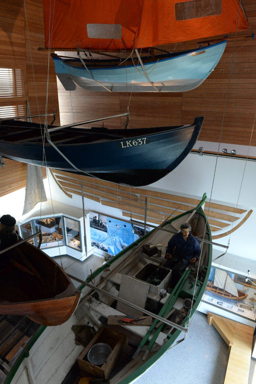 The boat hall in the Shetland Museum.