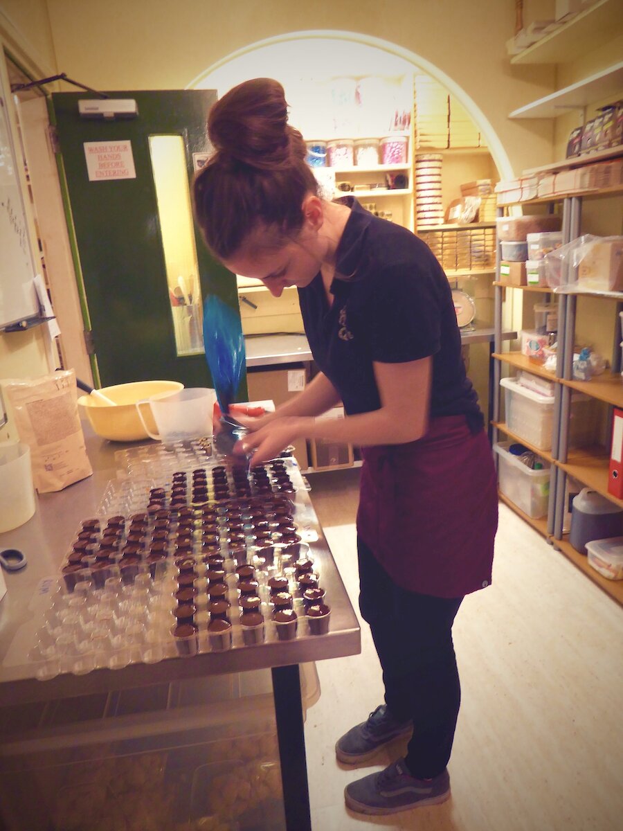 Nicola decorating chocolates