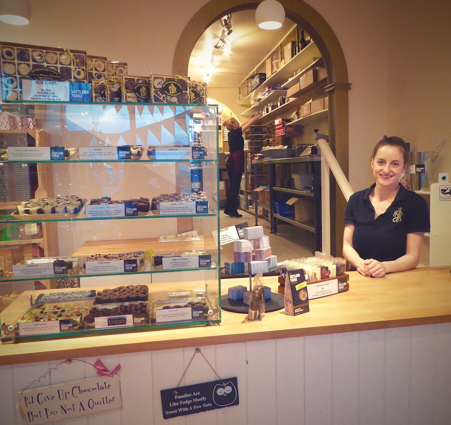 Nicola and her staff offer a warm welcome to everyone who visits Shetland Fudge. Great banter, too!